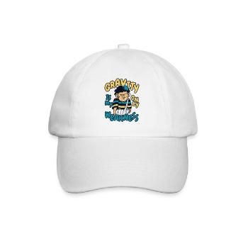 Die Schwerkraft ist meine einzige Schwäche, gebrochener Fingerknochen - Baseballkappe - Weiß/Weiß - Vorne