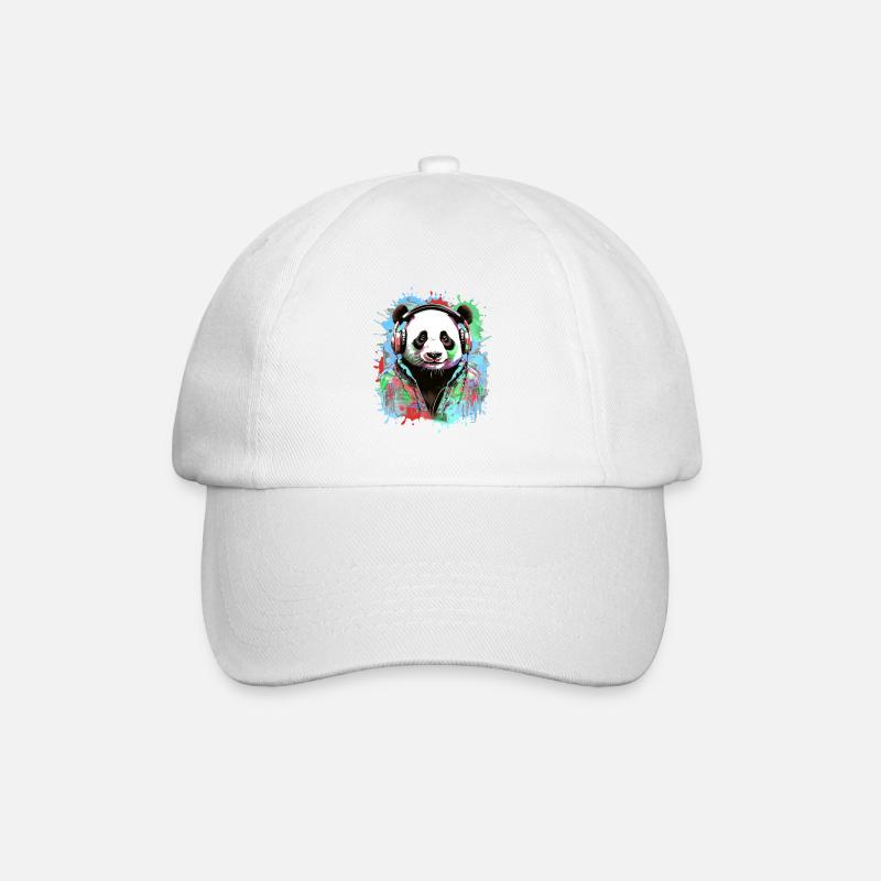 Panda, Kopfhörer,panda mit kopfhörer, illustration - Baseballkappe - Weiß/Weiß