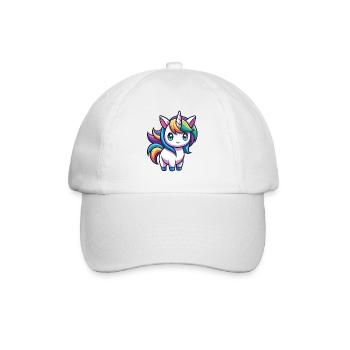 Niedliches Regenbogen-Einhorn – Kawaii-Stil - Baseballkappe - Weiß/Weiß - Vorne