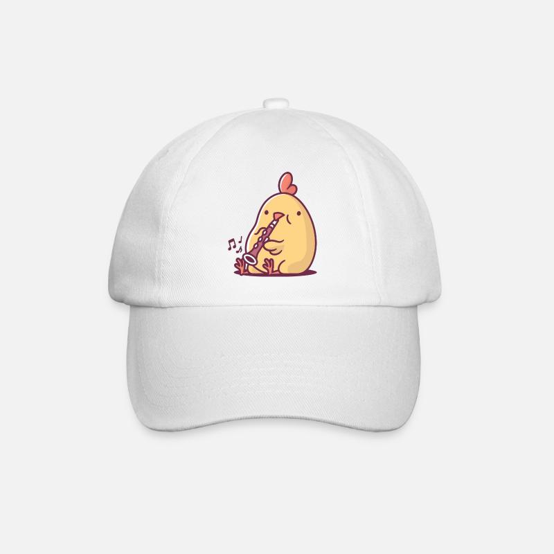 Clarinet Chicken - Baseball Cap - white/white