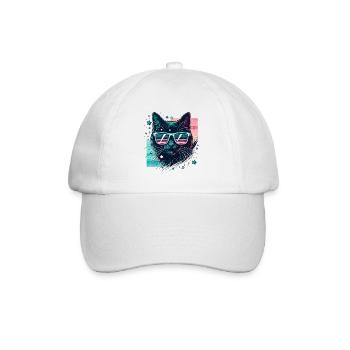 des années 80 chat néon lunettes de soleil Cool chat maman - Casquette classique - blanc/blanc - Devant