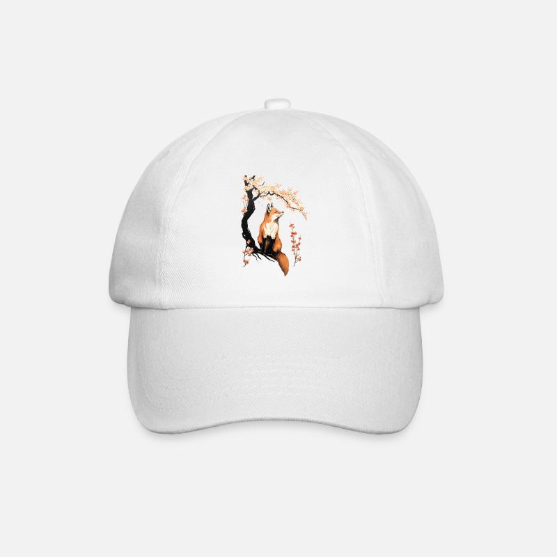 Fox & Sakura : Faune et paysage printanier - Casquette classique - blanc/blanc