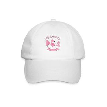 flamingo Geburtstagshirt Endlich 4 Jahre Mädchen - Baseballkappe - Weiß/Weiß - Vorne