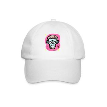pointlessly crazy, funny cartoon monkey - Baseball Cap - white/white - Front