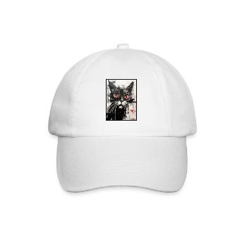 Dessin au crayon de couleur en papier carbone d’un chat - Casquette classique - blanc/blanc - Devant