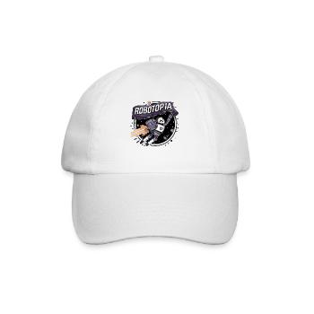 Robotopia Flag-Waving Space Jetpack Robot Art - Baseball Cap - white/white - Front