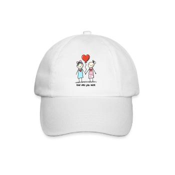 Strichmännchen Lesbisches Liebespaar Liebe - Baseballkappe - Weiß/Weiß - Vorne