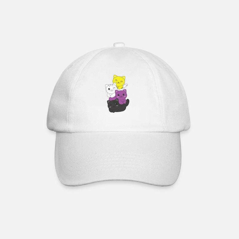 Nonbinary Flag Non Binary Pride LGBTQ süße Katze - Baseballkappe - Weiß/Weiß