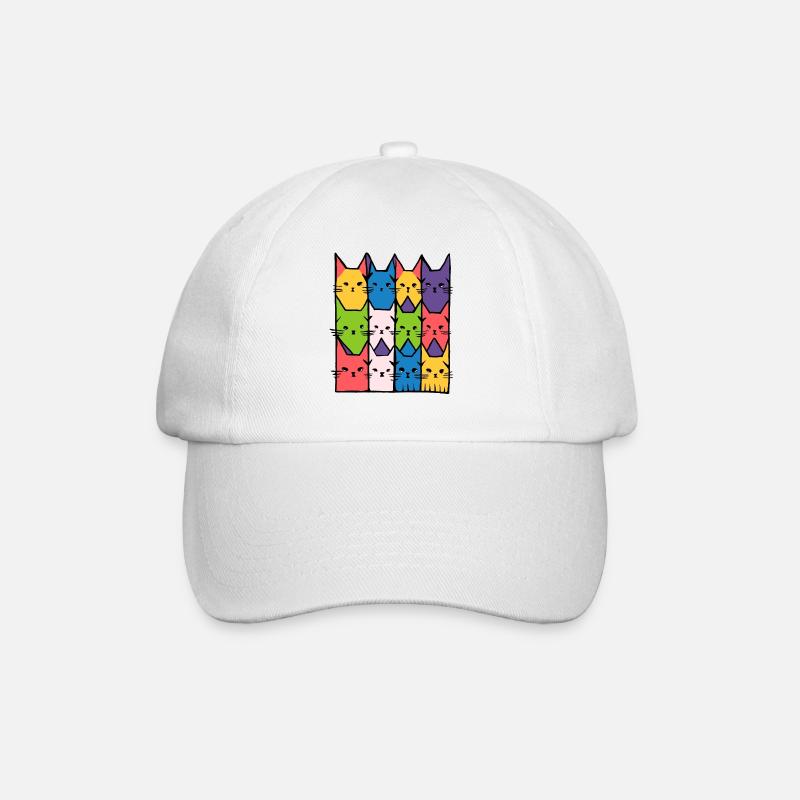regenbogen Katzen geometrisch Geschenk Kätzchen - Baseballkappe - Weiß/Weiß