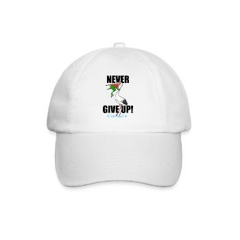Frosch und Storch - Never give up - Baseballkappe - Weiß/Weiß - Vorne