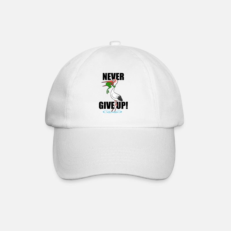 Frosch und Storch - Never give up - Baseballkappe - Weiß/Weiß