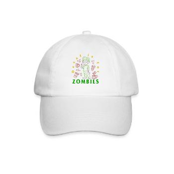Halloween Shirt, Decaf Is For Zombies Tee, Gift - Baseball Cap - white/white - Front