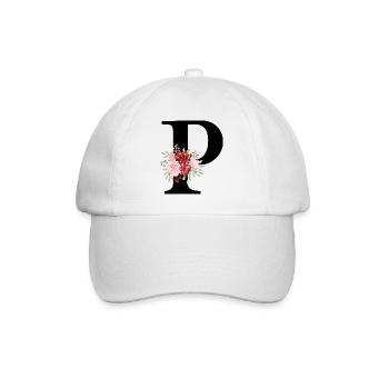 Lettre p floral rouge - Casquette classique - blanc/blanc - Devant