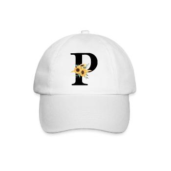 Letter p floral sunflower - Baseball Cap - white/white - Front