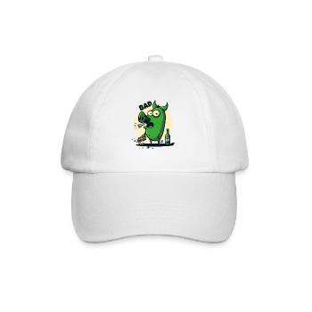 Cooles Cartoon-Schwein ist ein böser Junge - Baseballkappe - Weiß/Weiß - Vorne