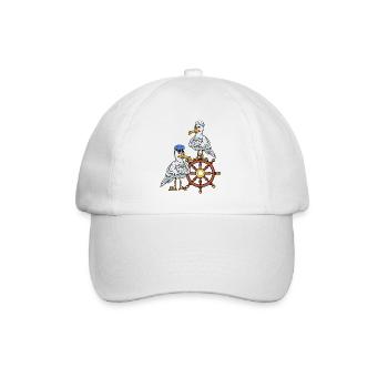 Steering Wheel Seafarer Cruise Seagulls Captain Voyage - Baseball Cap - white/white - Front