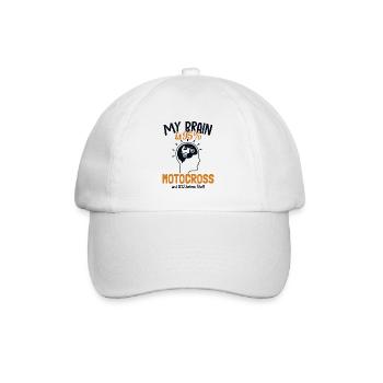 My Brain is 95% Motocross Supermoto Motorcycle - Baseball Cap - white/white - Front