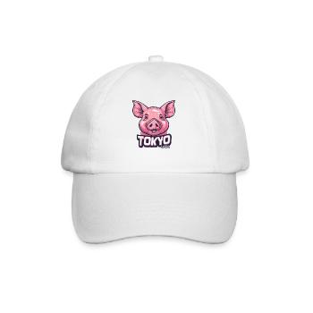 Grand sourire et cochon drôle de Tokyo - Casquette classique - blanc/blanc - Devant