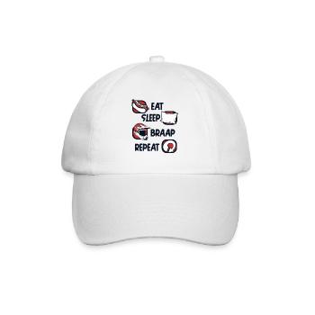 Eat Sleep Braap Repeat Supermoto Motorcycle - Baseball Cap - white/white - Front