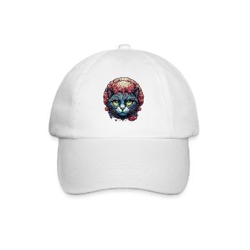 Cool Cat / Funny / Animal / Pet / Crazy - Baseball Cap - white/white - Front