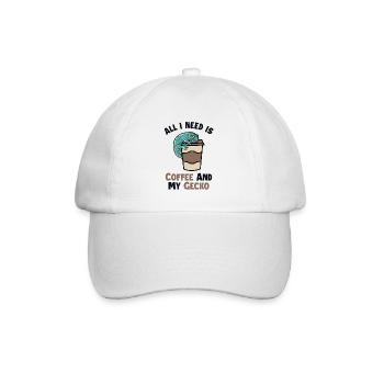 Kaffee und meine Gecko-Eidechse Gekkota Schopf - Baseballkappe - Weiß/Weiß - Vorne