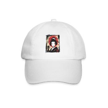 The Cool Anime Japanese Geisha - Baseball Cap - white/white - Front