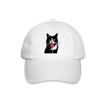 Katze Naschkatze Lolli Süßigkeiten - Baseballkappe - Weiß/Weiß - Vorne