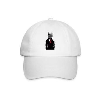 Loup portant un T-Shirt en smoking, gilet de loups canins drôle - Casquette classique - blanc/blanc - Devant