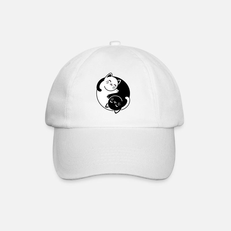 Yin- und Yang-Katzen - Baseballkappe - Weiß/Weiß