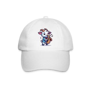 Goat Playing Saxophone Funny Goat Motif - Baseball Cap - white/white - Front