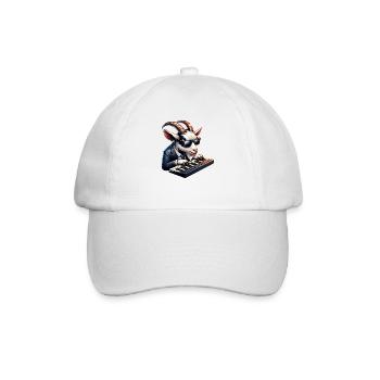 Goat on farm playing keyboard - Baseball Cap - white/white - Front