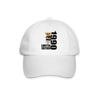 Limited Edition 1990 Bär Bären Geburtstag 1990 - Baseballkappe - Weiß/Weiß - Vorne