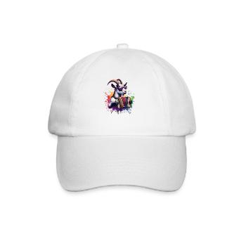 Goat Playing Accordion Music Design - Baseball Cap - white/white - Front