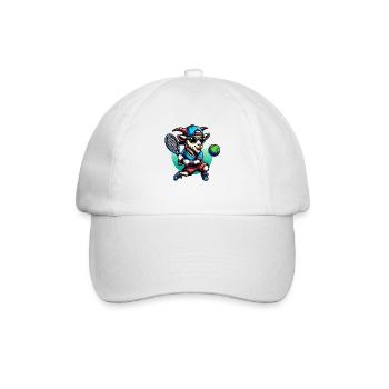 Lustiger Ziegen Tennis Spieler Design - Baseballkappe - Weiß/Weiß - Vorne