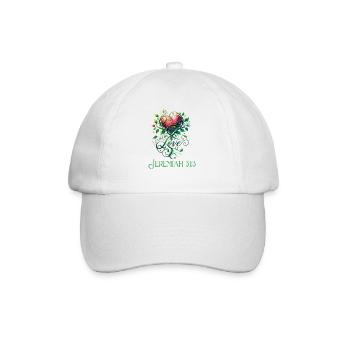 Unerschütterliche Liebe Jeremia 31:3 Botanisches - Baseballkappe - Weiß/Weiß - Vorne