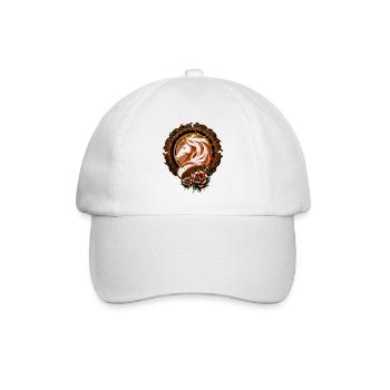 Der elegante Pferdekopf ist mit Blumen geschmückt. - Baseballkappe - Weiß/Weiß - Vorne