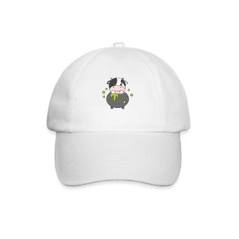 Cow Happy Halloween Cauldron Bat - Baseball Cap - white/white - Front