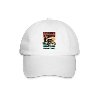 Conduire un camion Boire de la bière Manger de la viande Camionneur Camionneur - Casquette classique - blanc/blanc - Devant