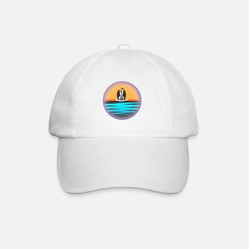 Penguins at Sunset Illustration - Baseball Cap - white/white