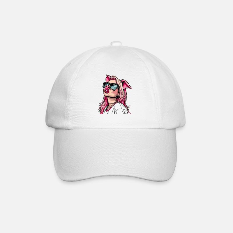 Superstar und cooles Influencer Schweine -Mädchen - Baseballkappe - Weiß/Weiß