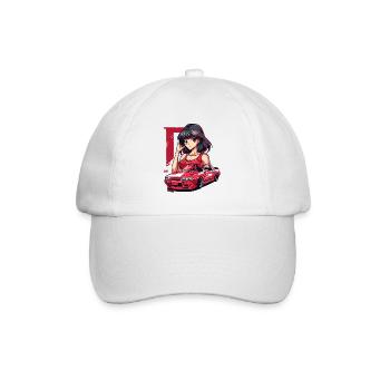 D wie Initial: Retro-Anime-Vintage-Japanisches JDM - Baseballkappe - Weiß/Weiß - Vorne