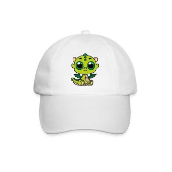 Niedlicher Grüner Drache - Baseballkappe - Weiß/Weiß - Vorne