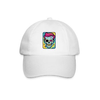 Drôle, Cool Pop Art Crâne Crâne - Casquette classique - blanc/blanc - Devant
