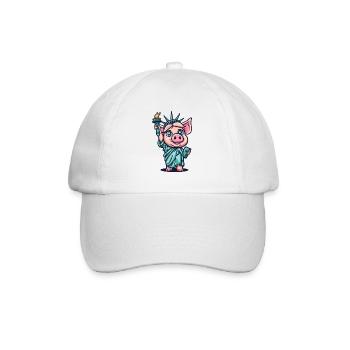 Lady Pig of Funny: Liberty Pig Statue - Baseball Cap - white/white - Front