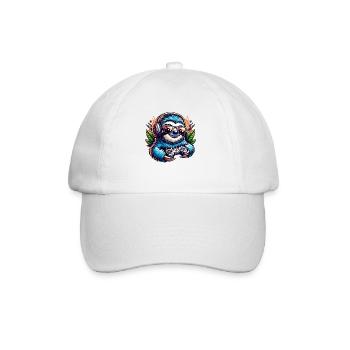 Funny Gamer Sloth Nerd Design - Baseball Cap - white/white - Front