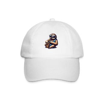 Coole Faultier Saxophonist Jazz Design - Baseballkappe - Weiß/Weiß - Vorne