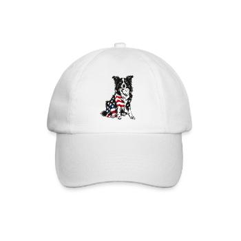 Border Collie Dog 4 juillet Drapeau américain Cadeaux - Casquette classique - blanc/blanc - Devant