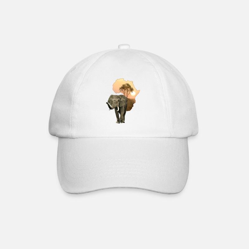 Éléphants - Faune en safari en Afrique - Casquette classique - blanc/blanc