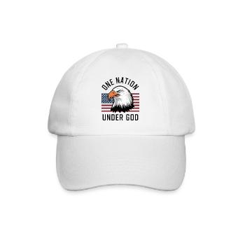 Amerika USA Spruch One Nation Under God 4th July - Baseballkappe - Weiß/Weiß - Vorne