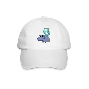 Motif 6ème anniversaire Hippopotame - Six ans - Casquette classique - blanc/blanc - Devant